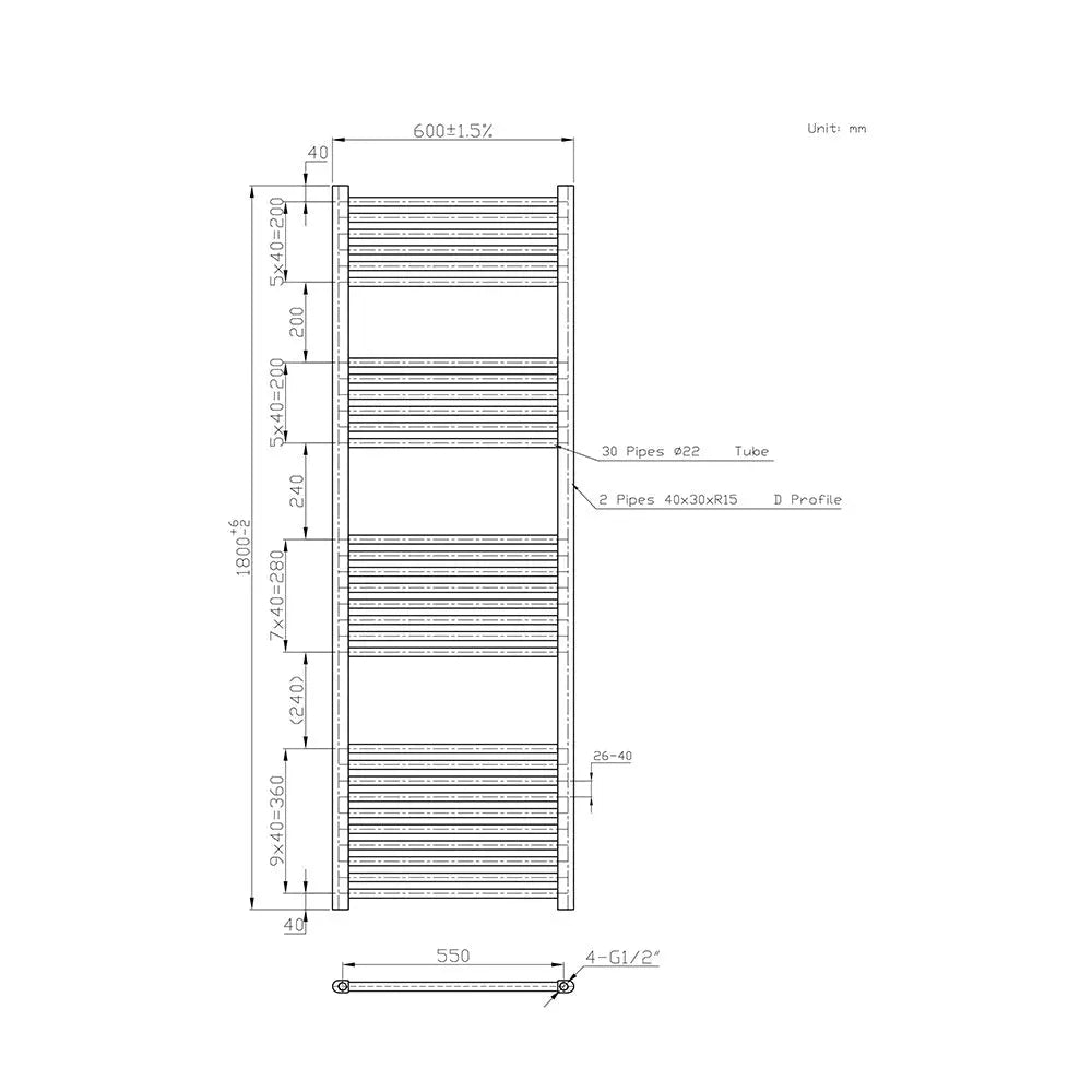 Enna - Straight heated towel rail chrome