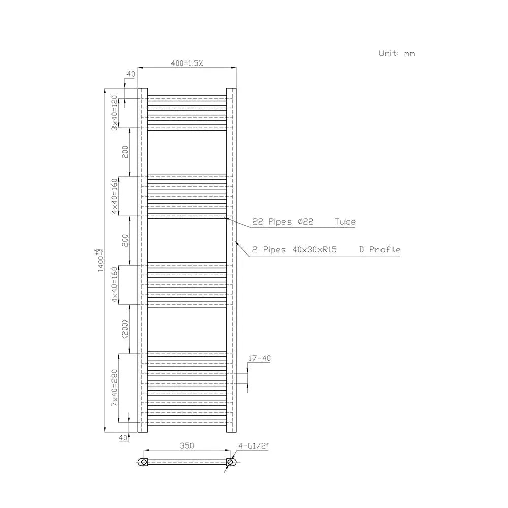 Enna - Straight heated towel rail white