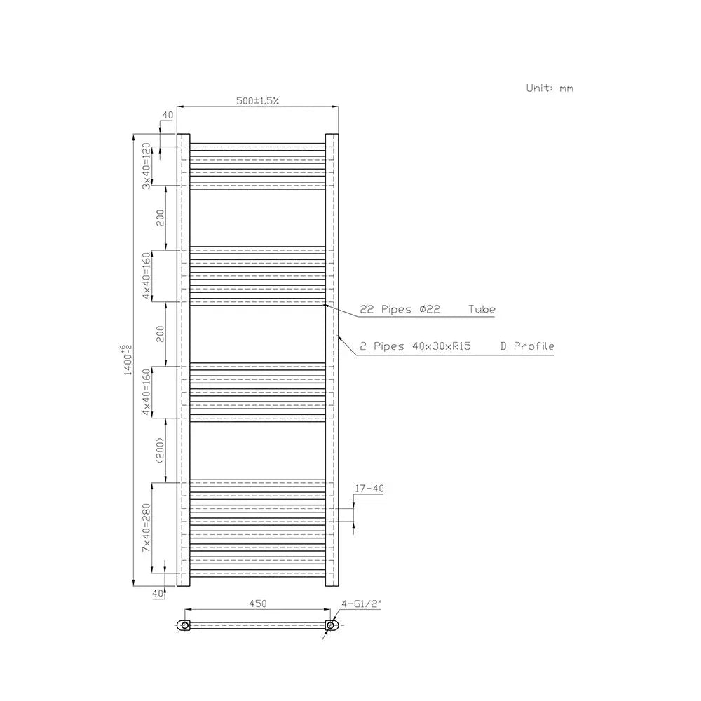 Enna - Straight heated towel rail white