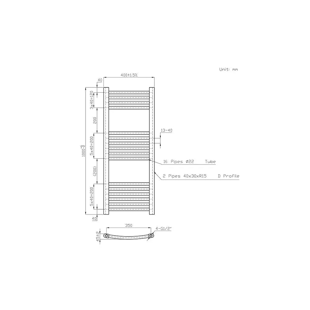 Gela - Curved heated towel rail anthracite