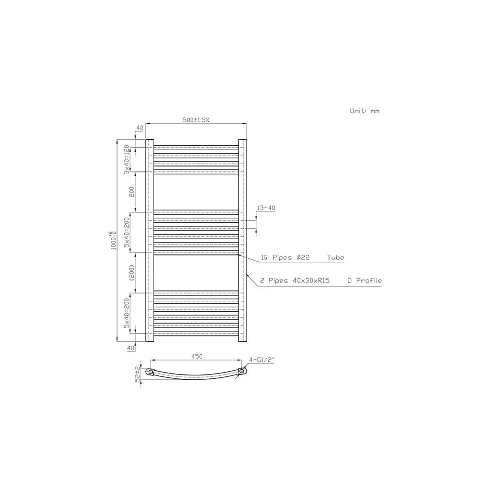 Gela - Curved heated towel rail anthracite