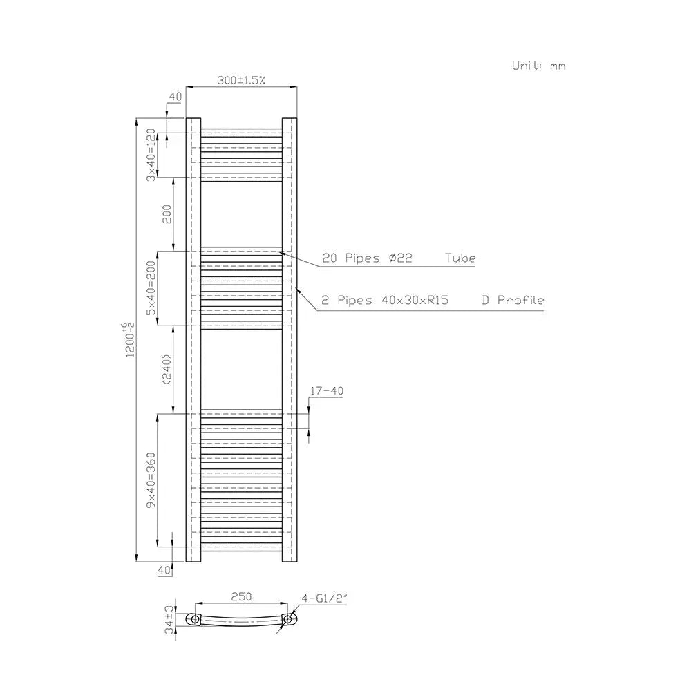 Gela - Curved heated towel rail anthracite