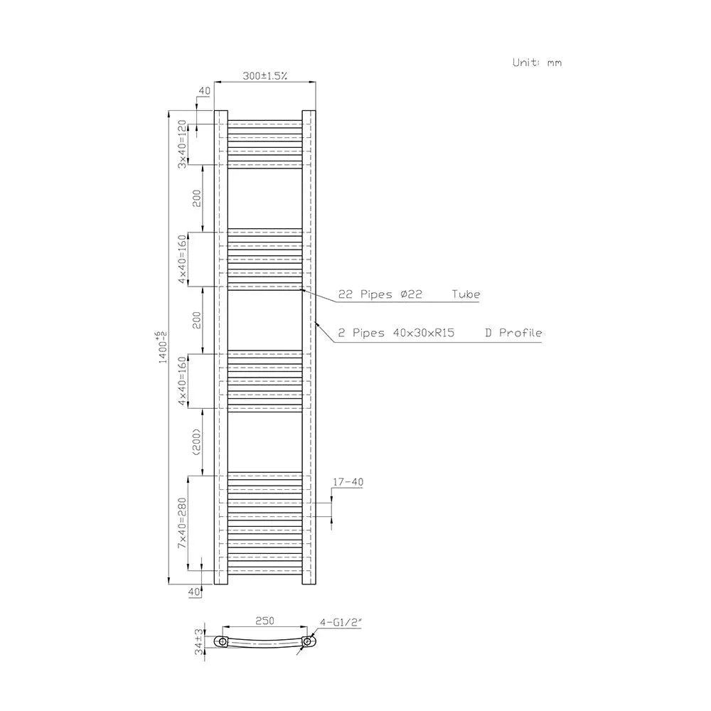 Gela - Curved heated towel rail anthracite