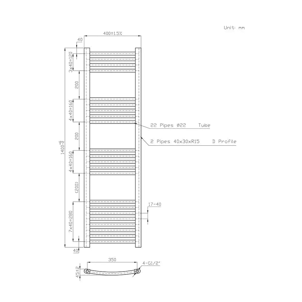 Gela - Curved heated towel rail anthracite