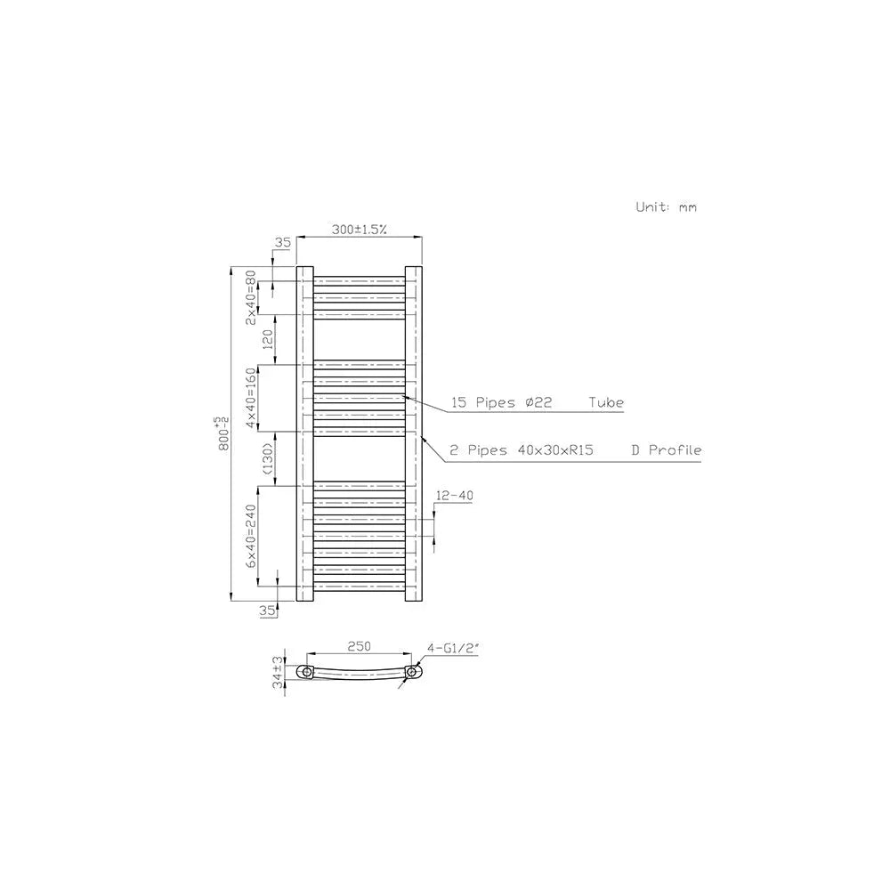 Gela - Curved heated towel rail black