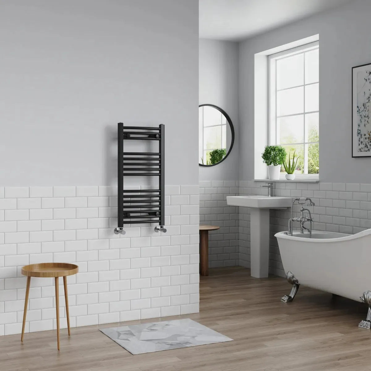 Gela - Curved heated towel rail black