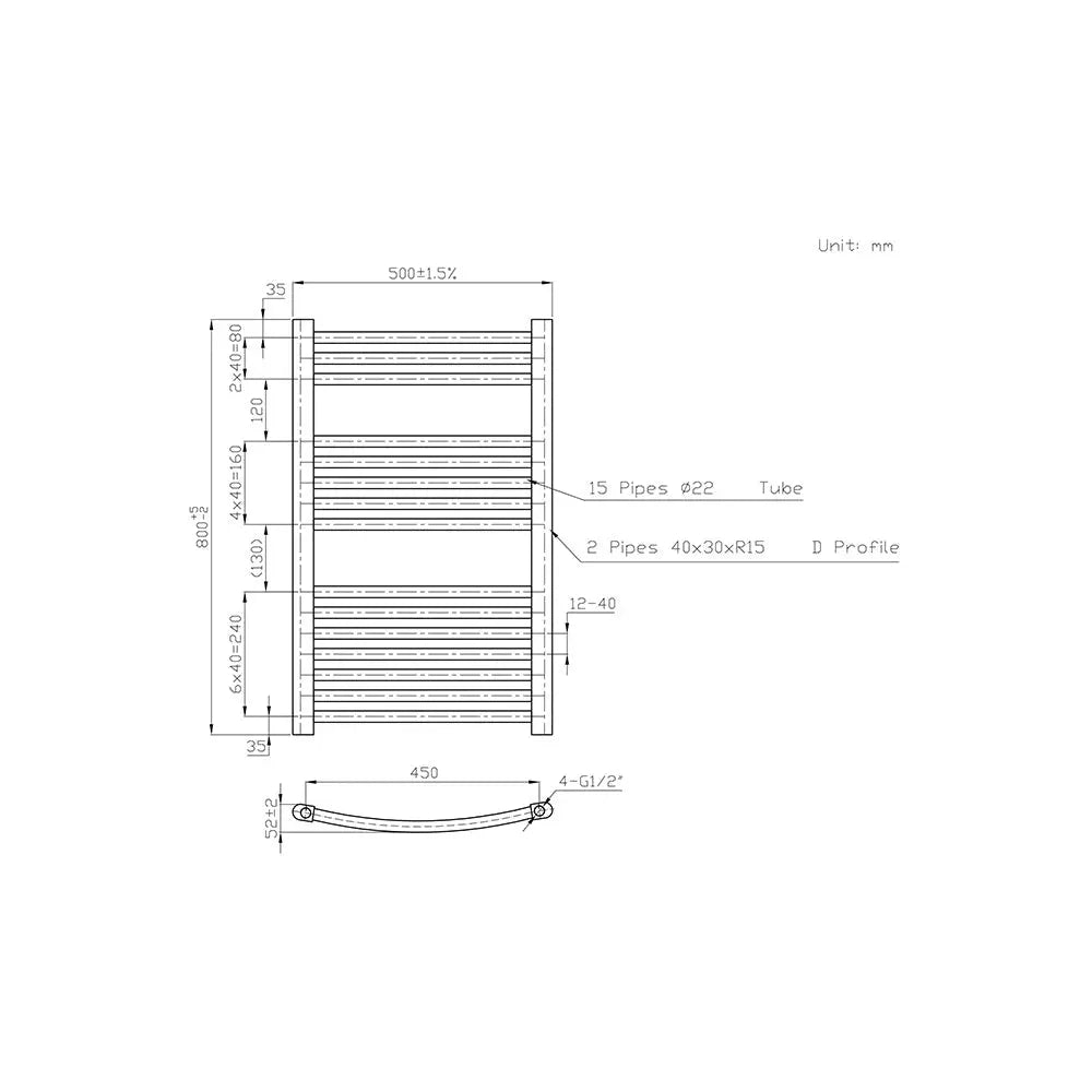 Gela - Curved heated towel rail black