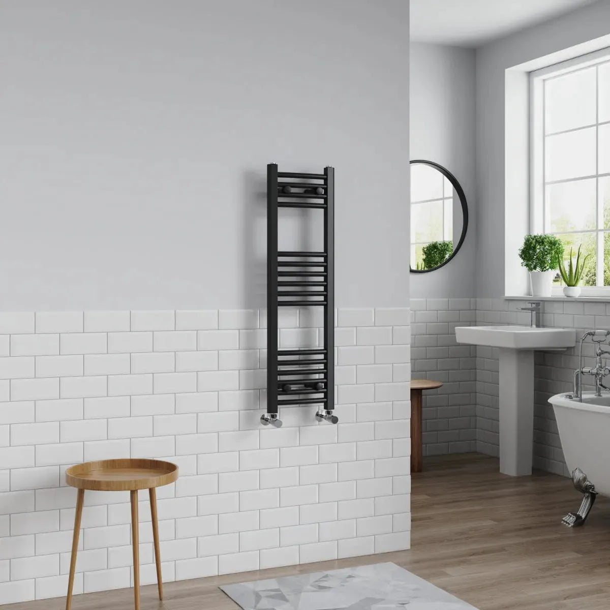 Gela - Curved heated towel rail black