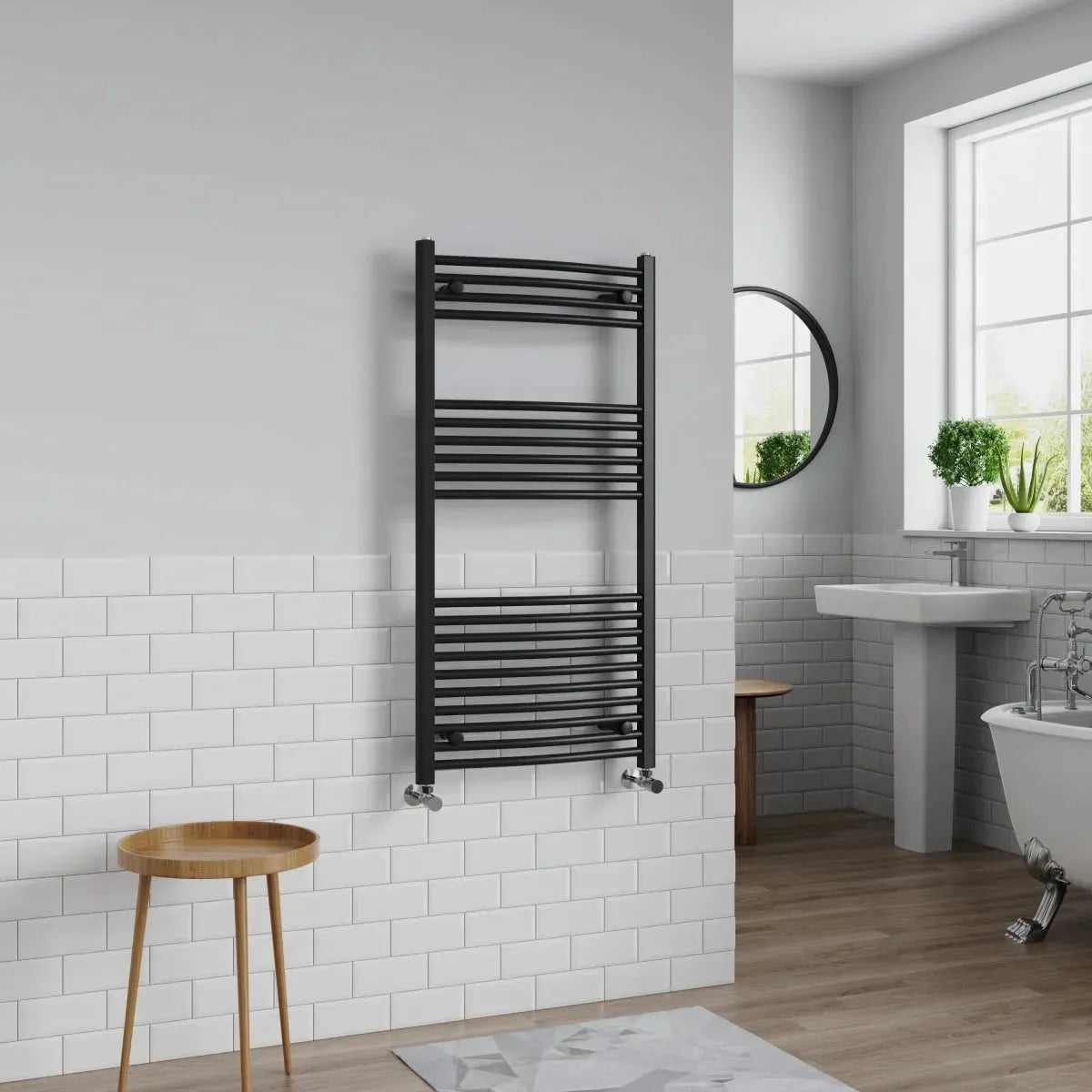 Gela - Curved heated towel rail black