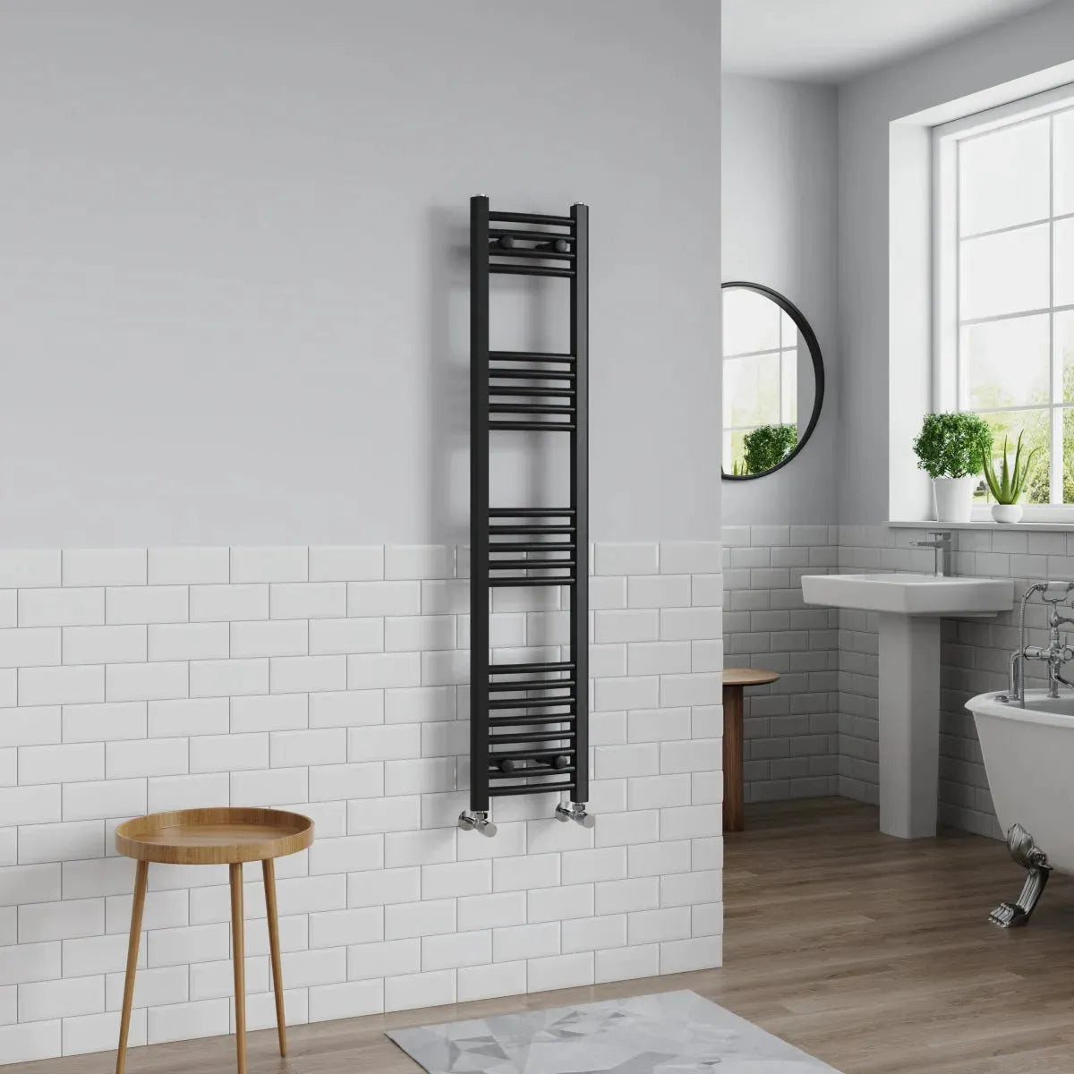 Gela - Curved heated towel rail black