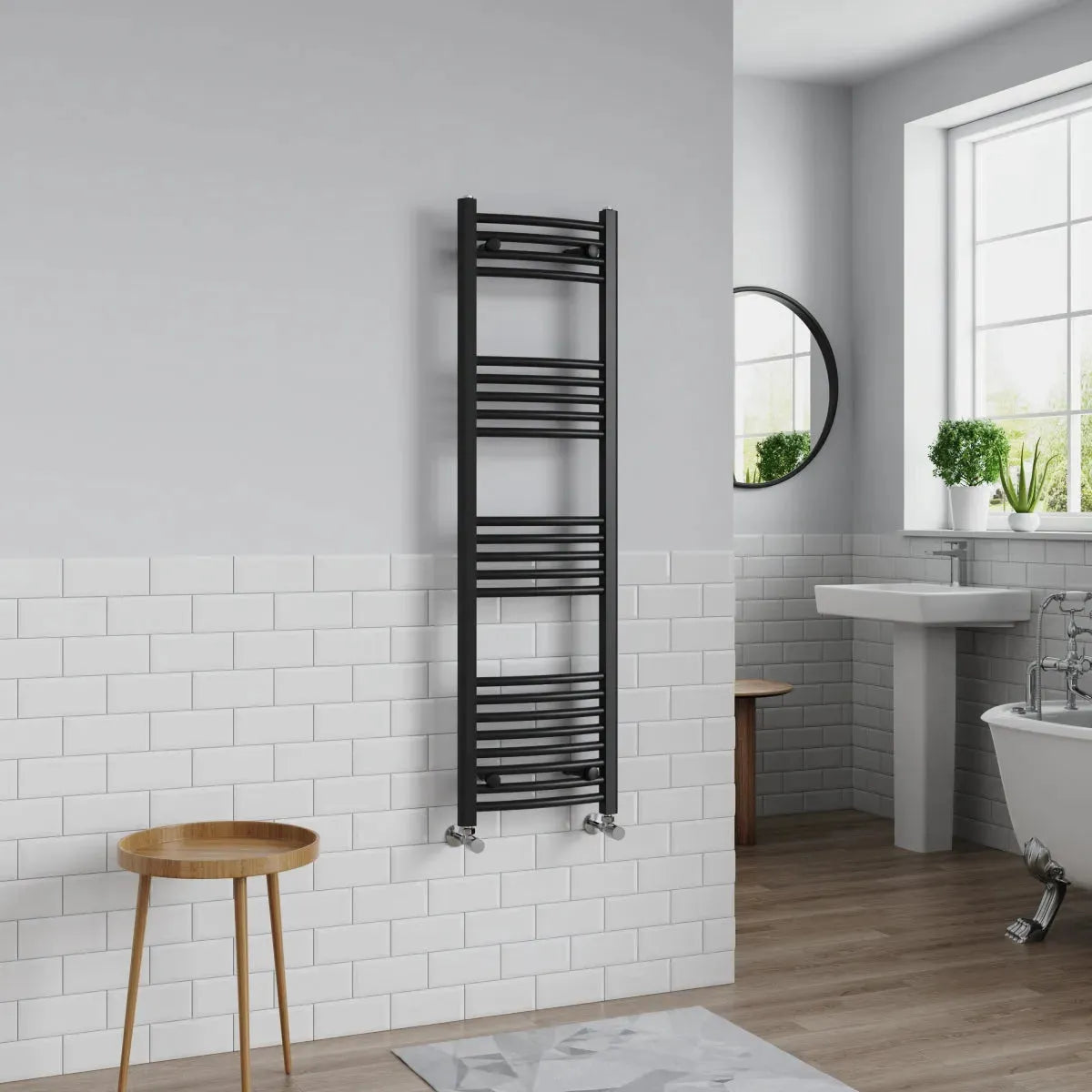 Gela - Curved heated towel rail black