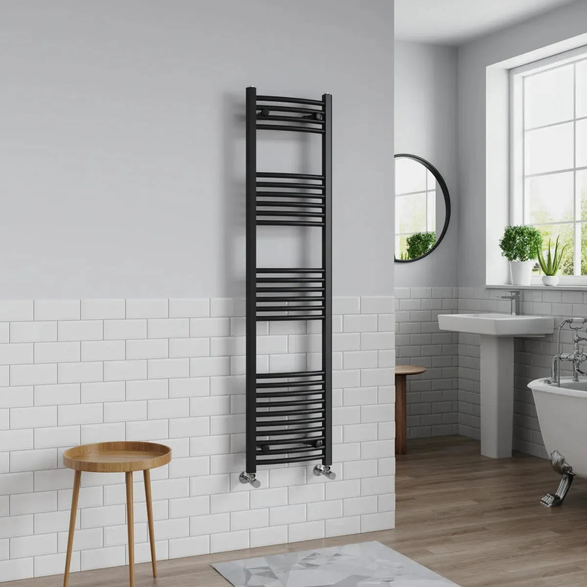 Gela - Curved heated towel rail black