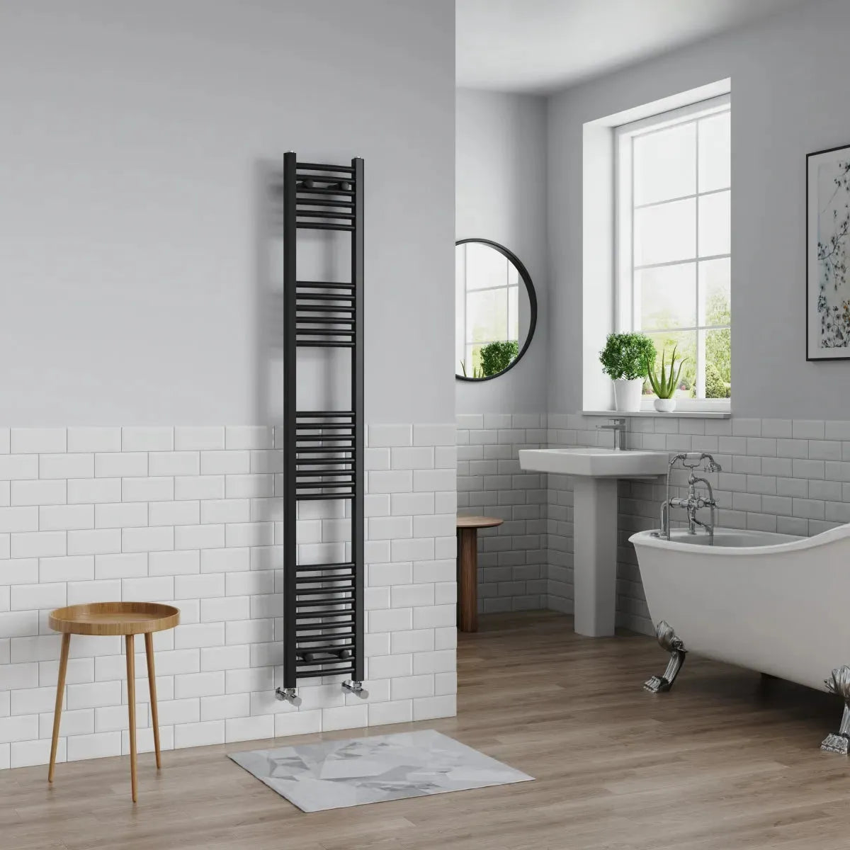 Gela - Curved heated towel rail black