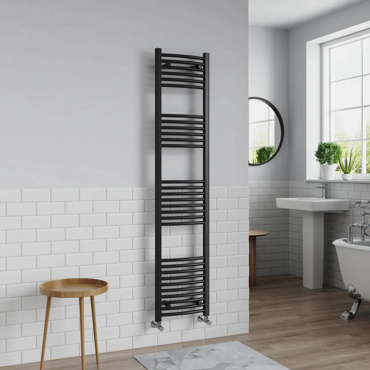 Gela - Curved heated towel rail black