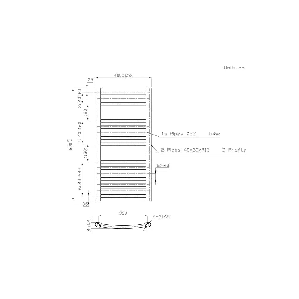 Gela - Curved heated towel rail chrome