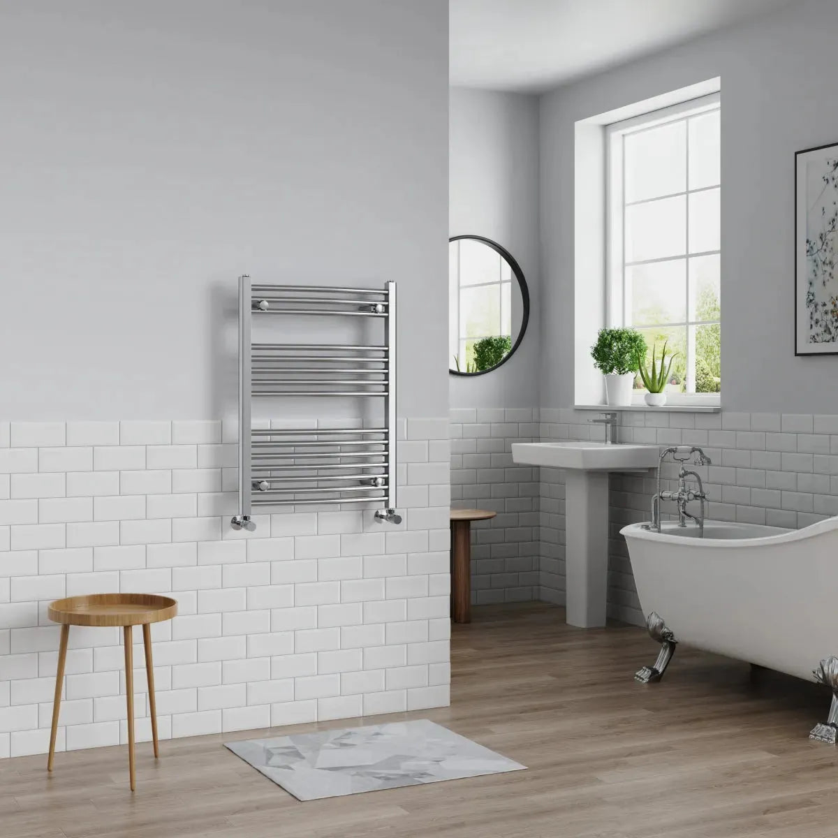 Gela - Curved heated towel rail chrome