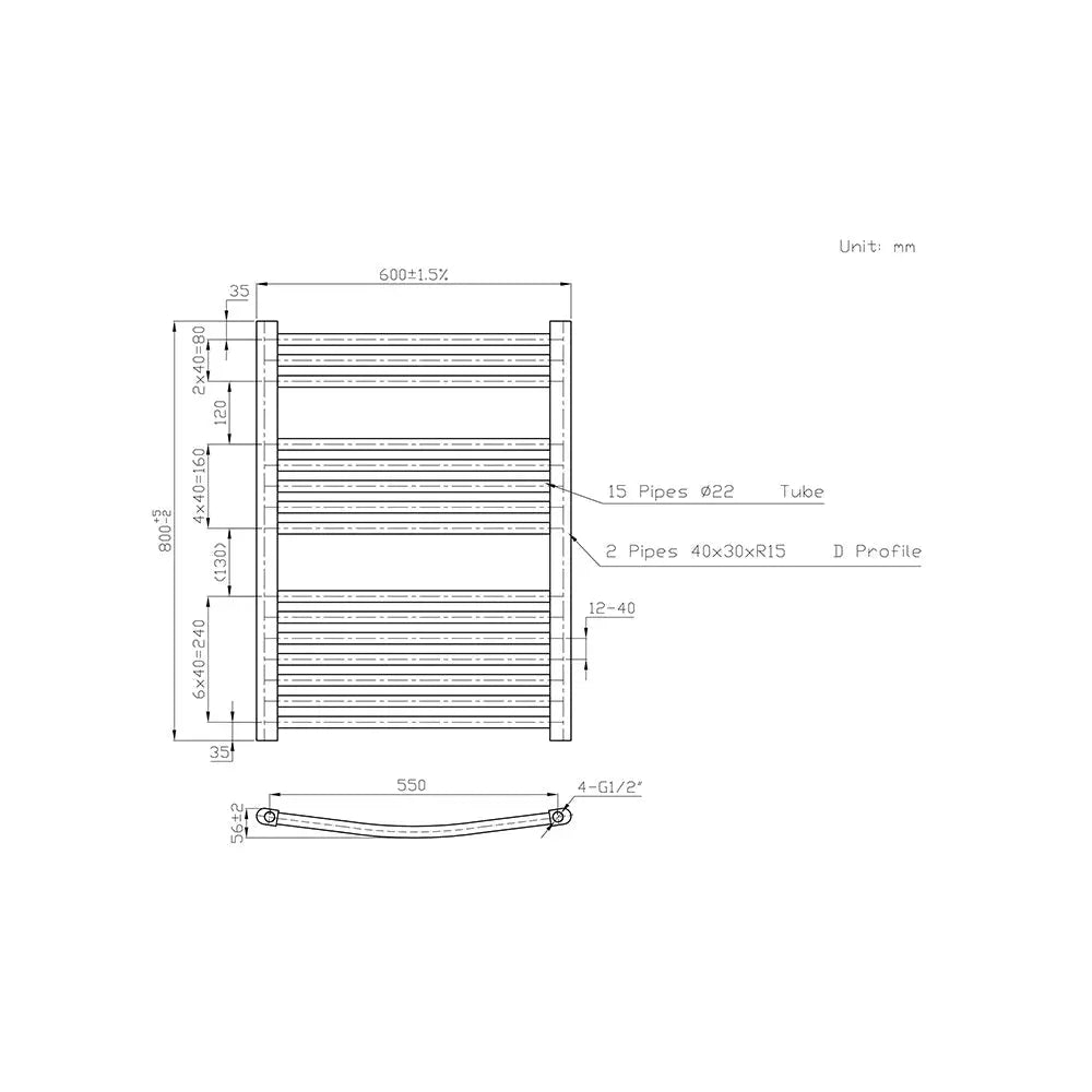 Gela - Curved heated towel rail chrome