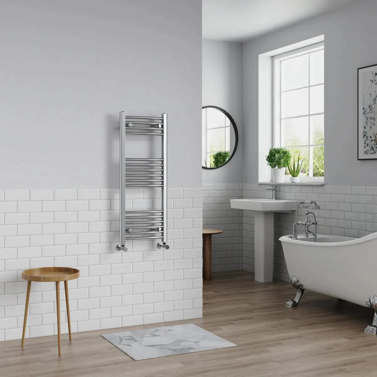 Gela - Curved heated towel rail chrome