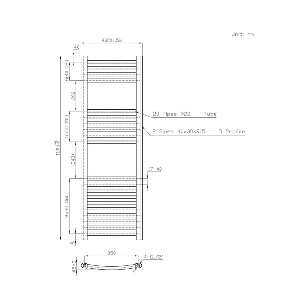 Gela - Curved heated towel rail chrome