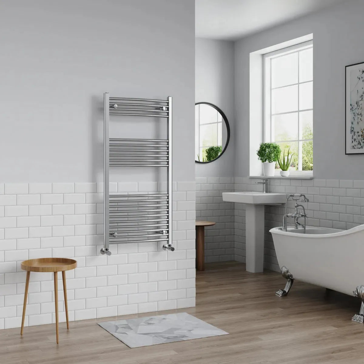 Gela - Curved heated towel rail chrome