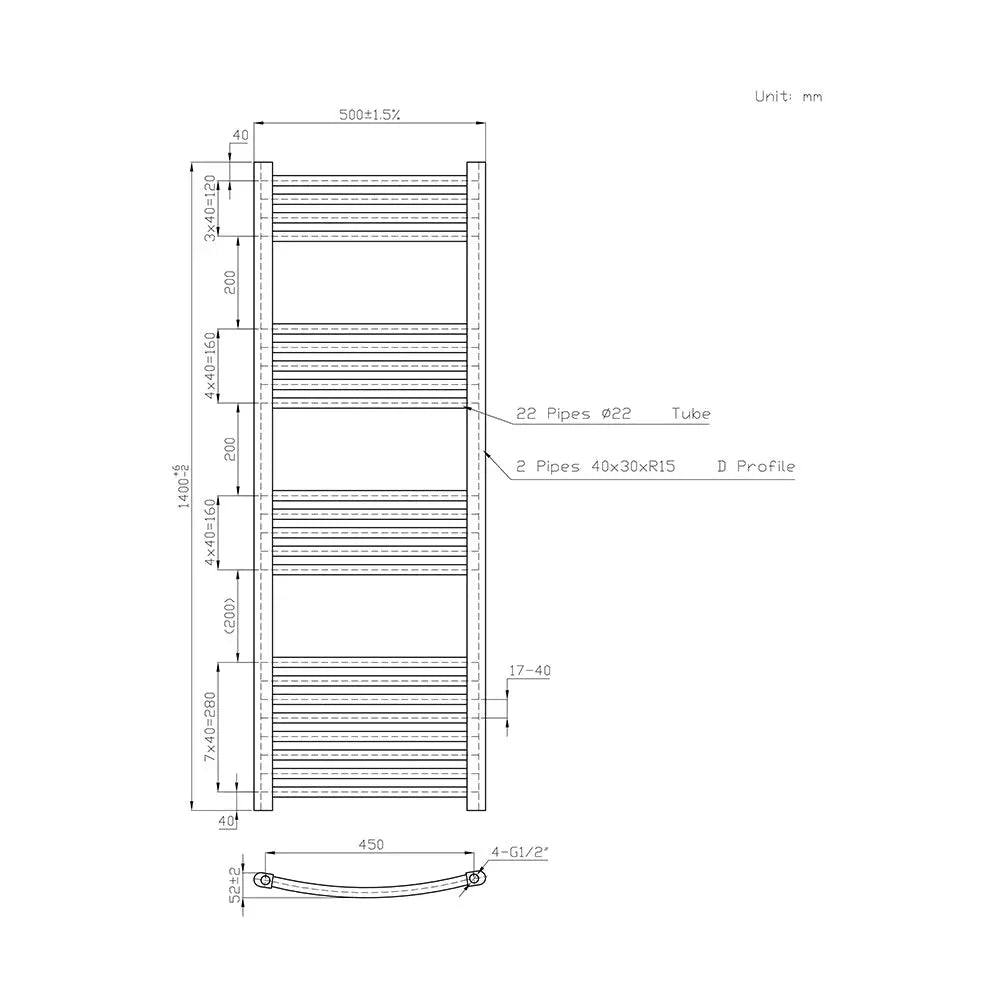 Gela - Curved heated towel rail chrome