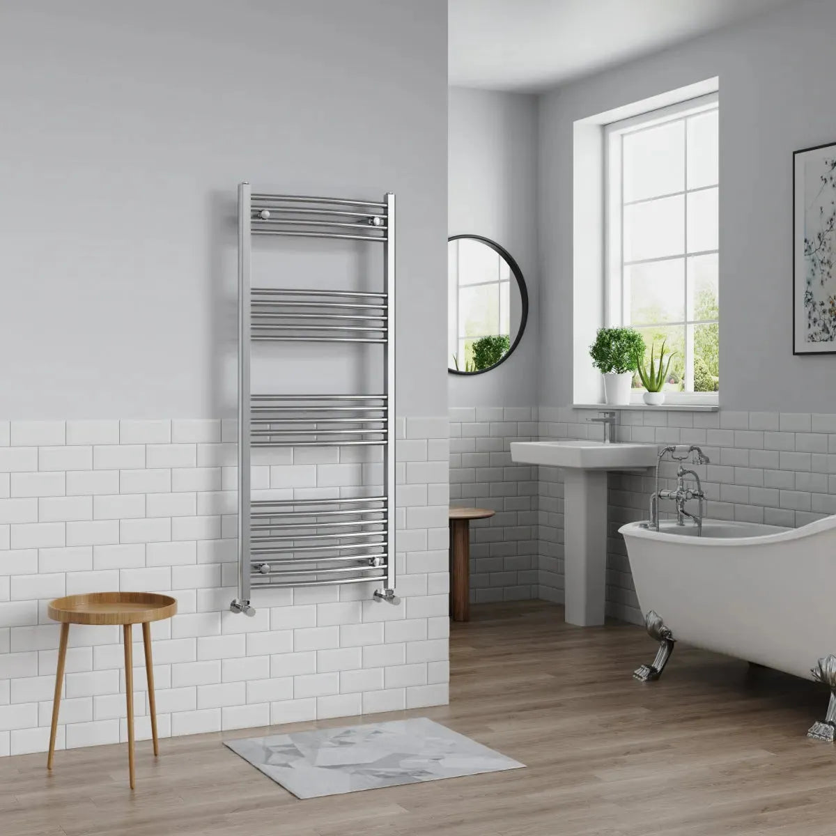 Gela - Curved heated towel rail chrome