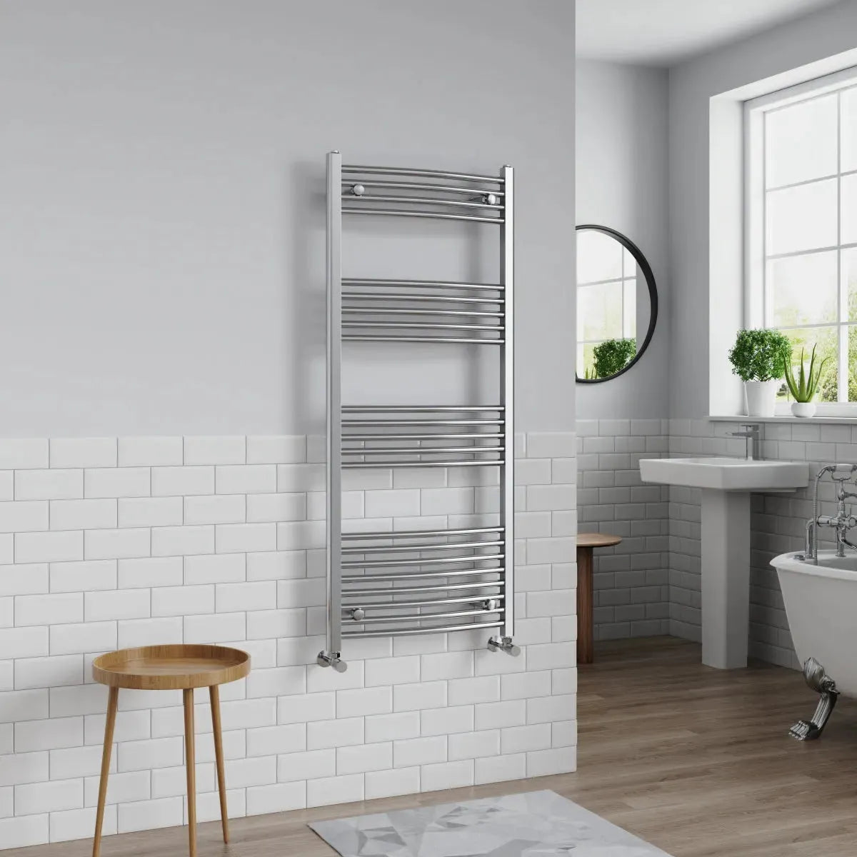 Gela - Curved heated towel rail chrome