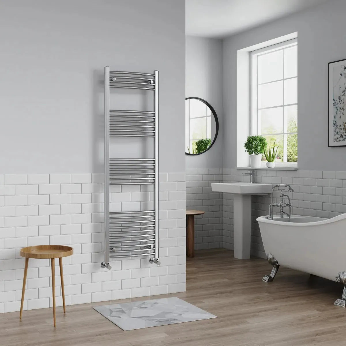 Gela - Curved heated towel rail chrome