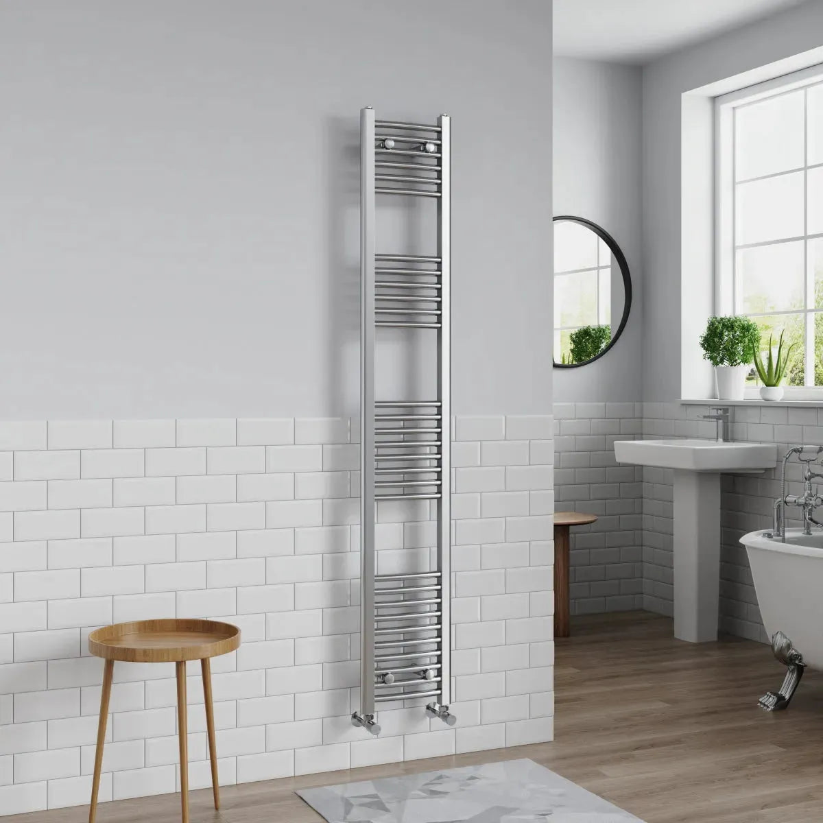 Gela - Curved heated towel rail chrome