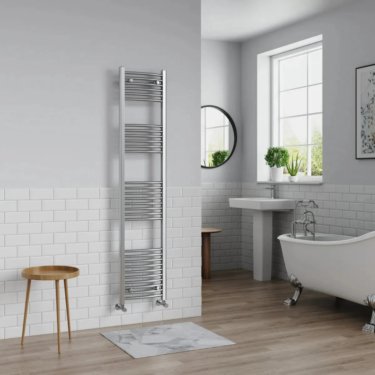 Gela - Curved heated towel rail chrome