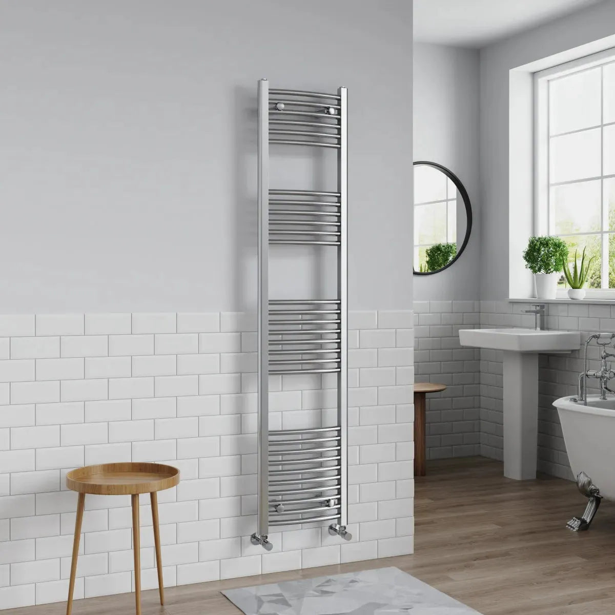 Gela - Curved heated towel rail chrome