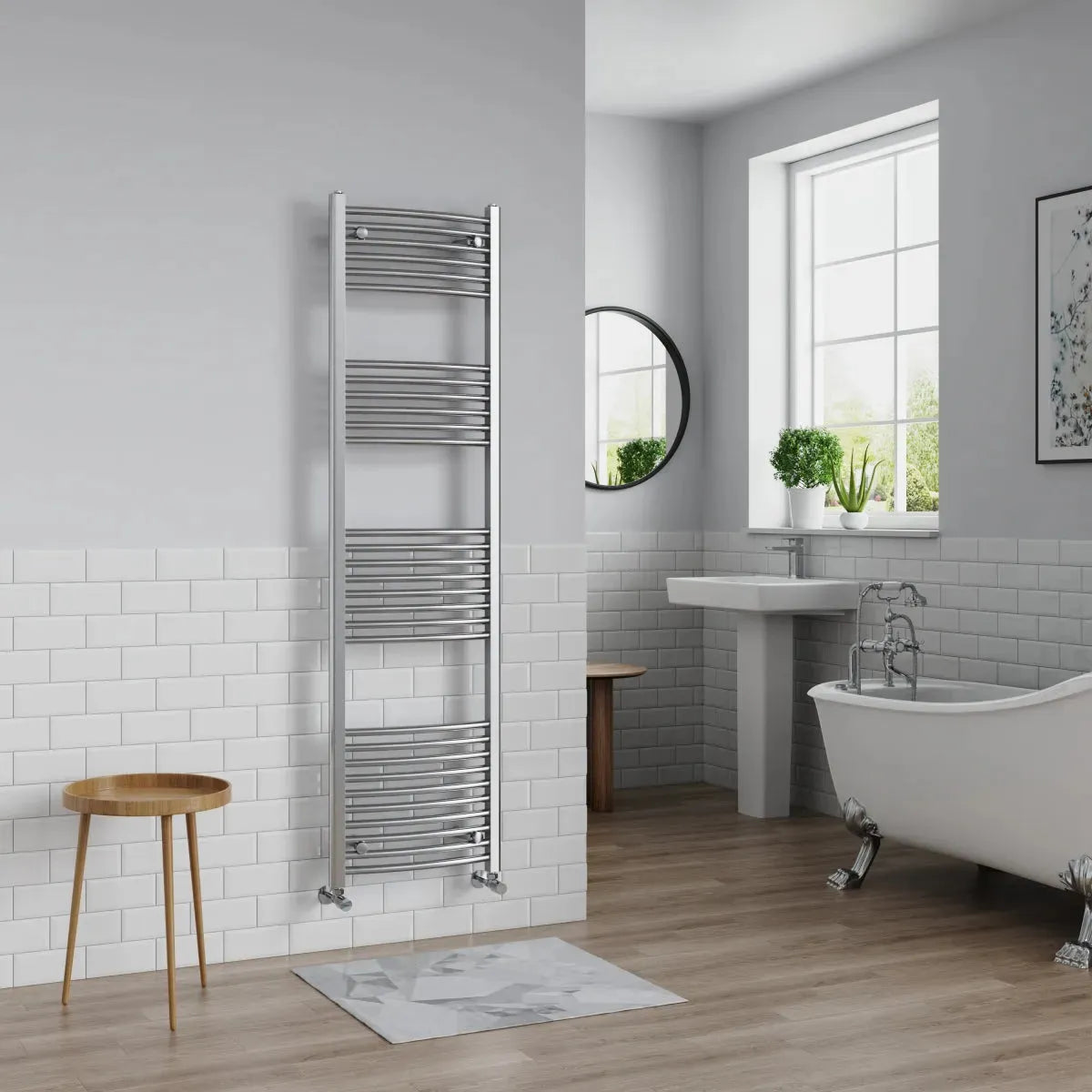 Gela - Curved heated towel rail chrome