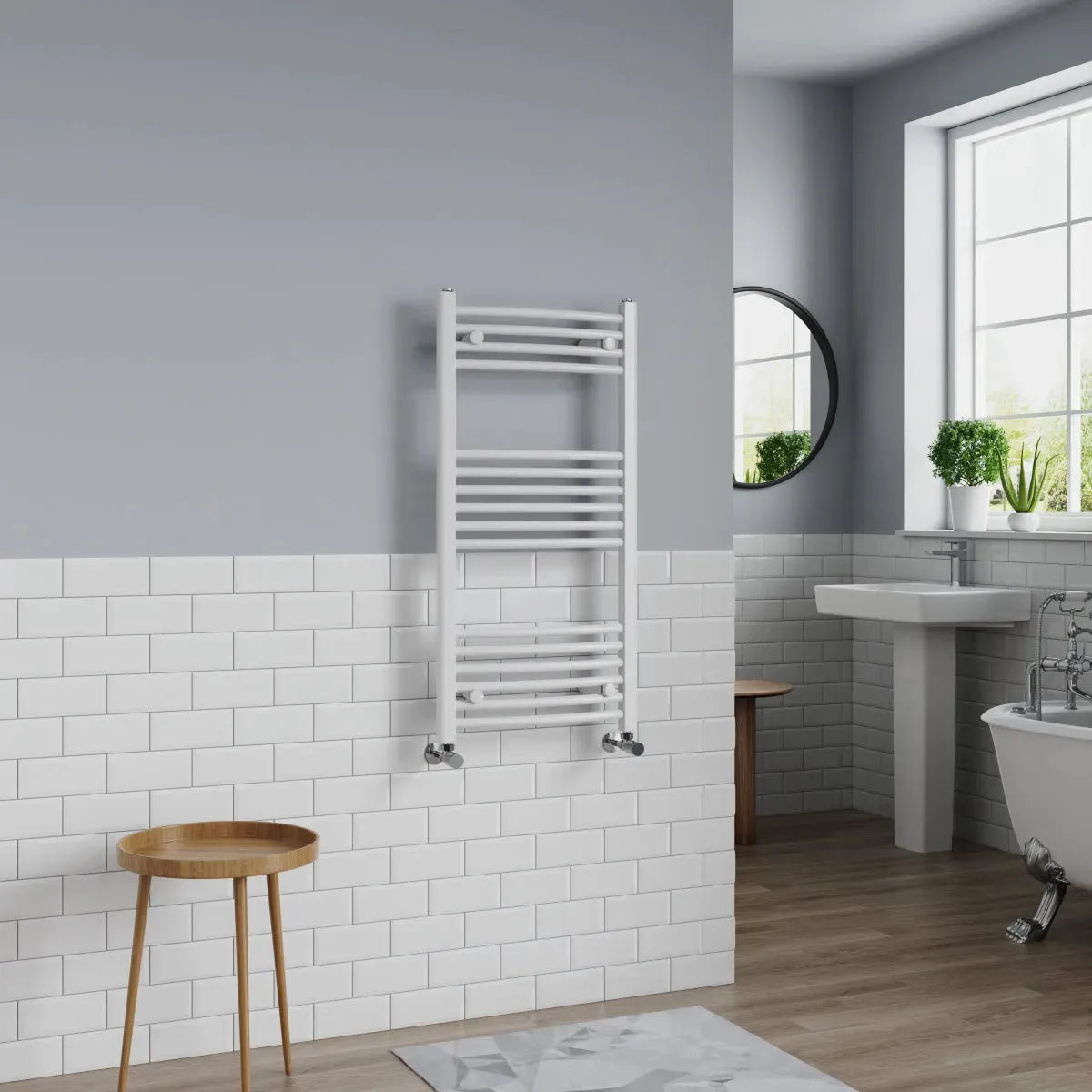 Gela - Curved heated towel rail white