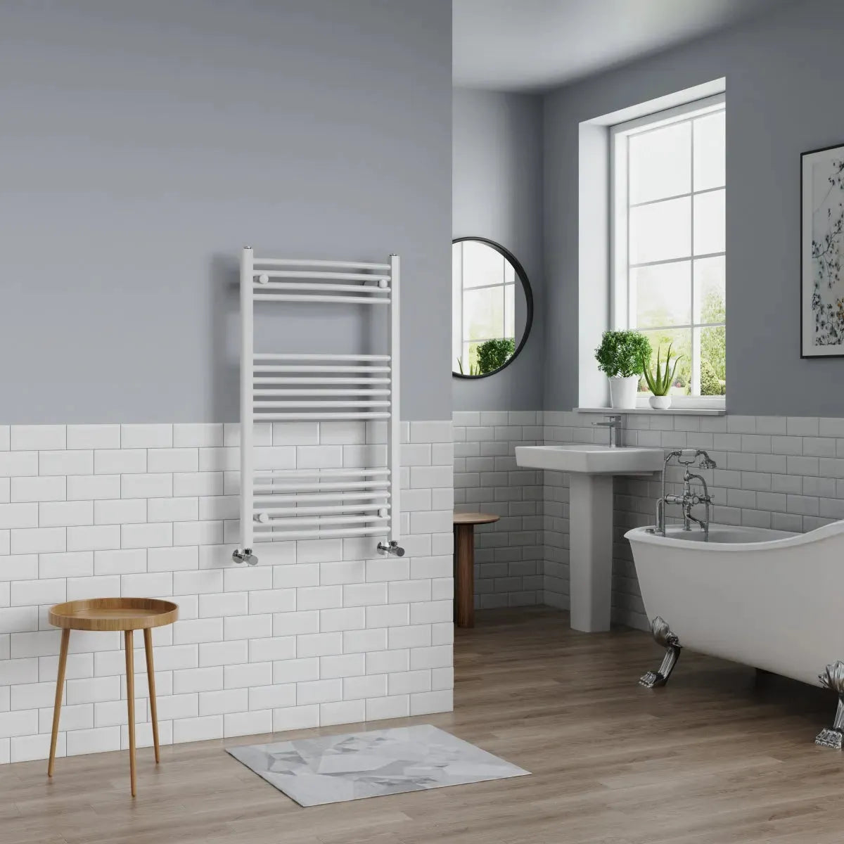 Gela - Curved heated towel rail white