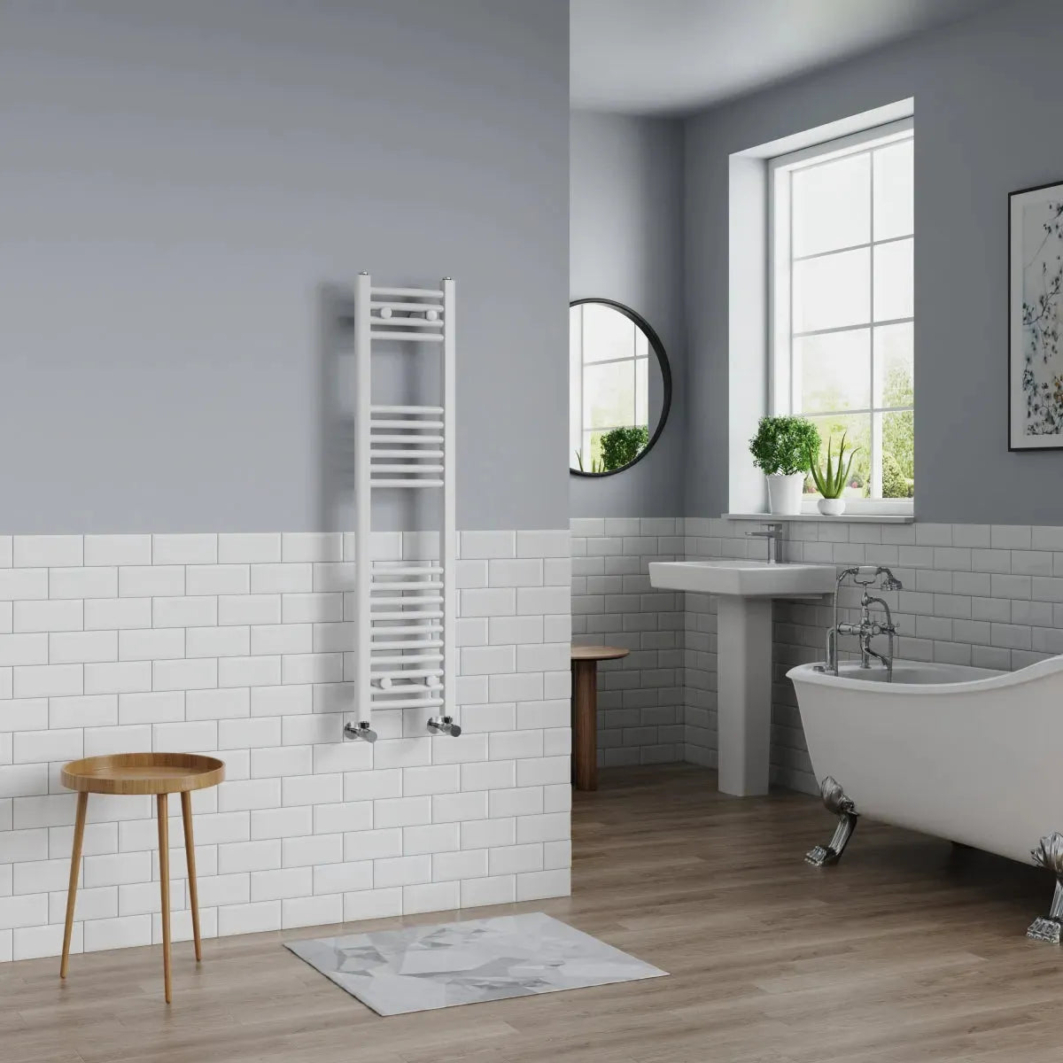 Gela - Curved heated towel rail white