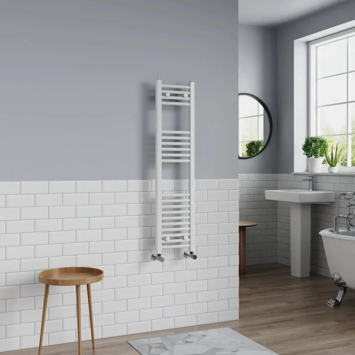 Gela - Curved heated towel rail white