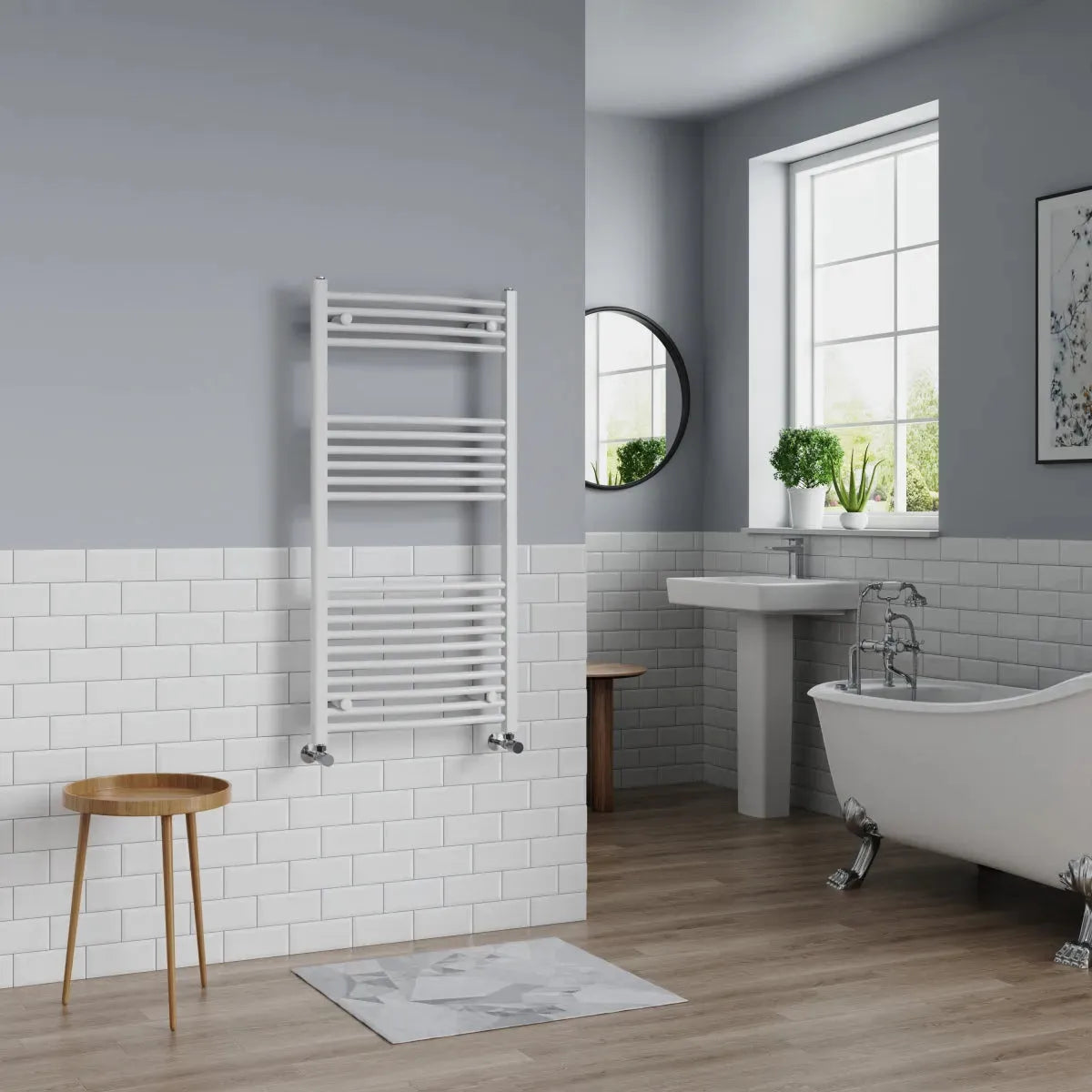 Gela - Curved heated towel rail white