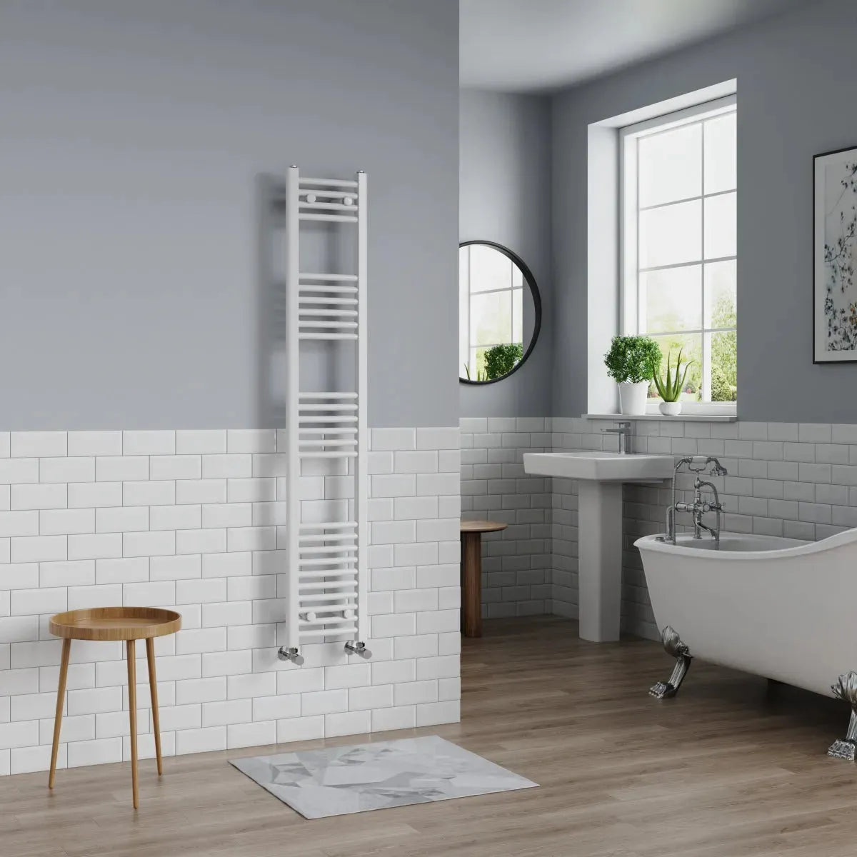 Gela - Curved heated towel rail white