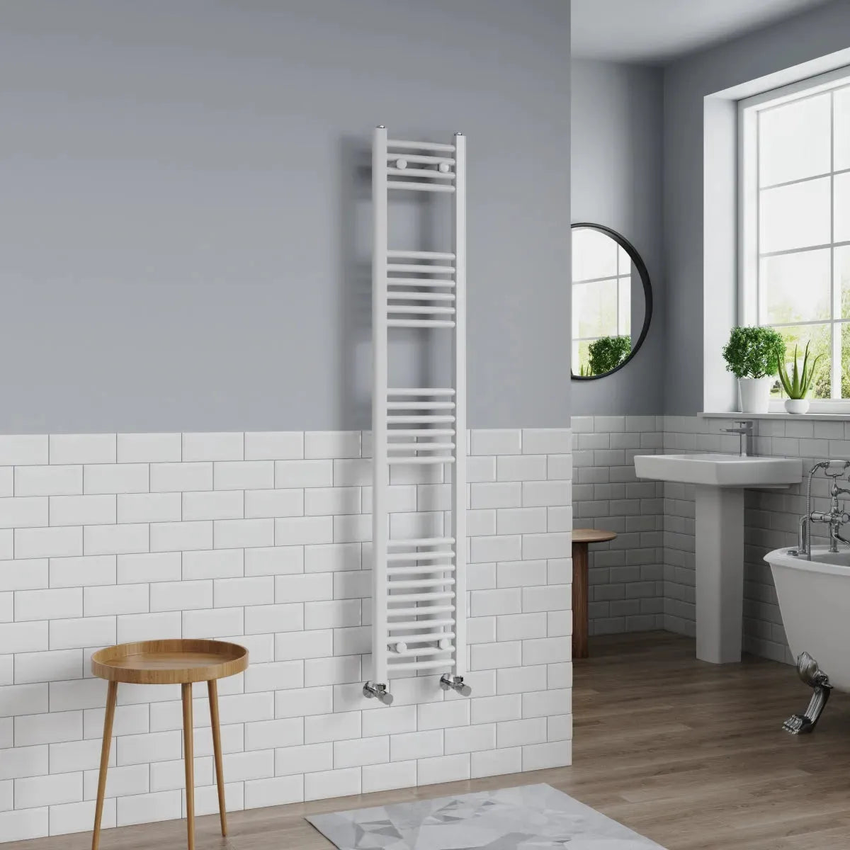 Gela - Curved heated towel rail white