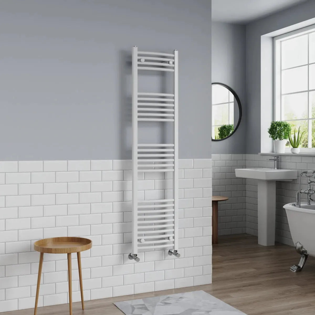 Gela - Curved heated towel rail white