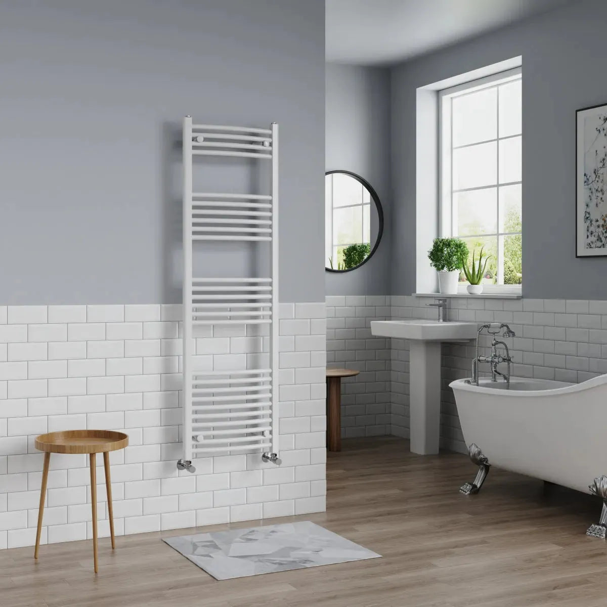 Gela - Curved heated towel rail white