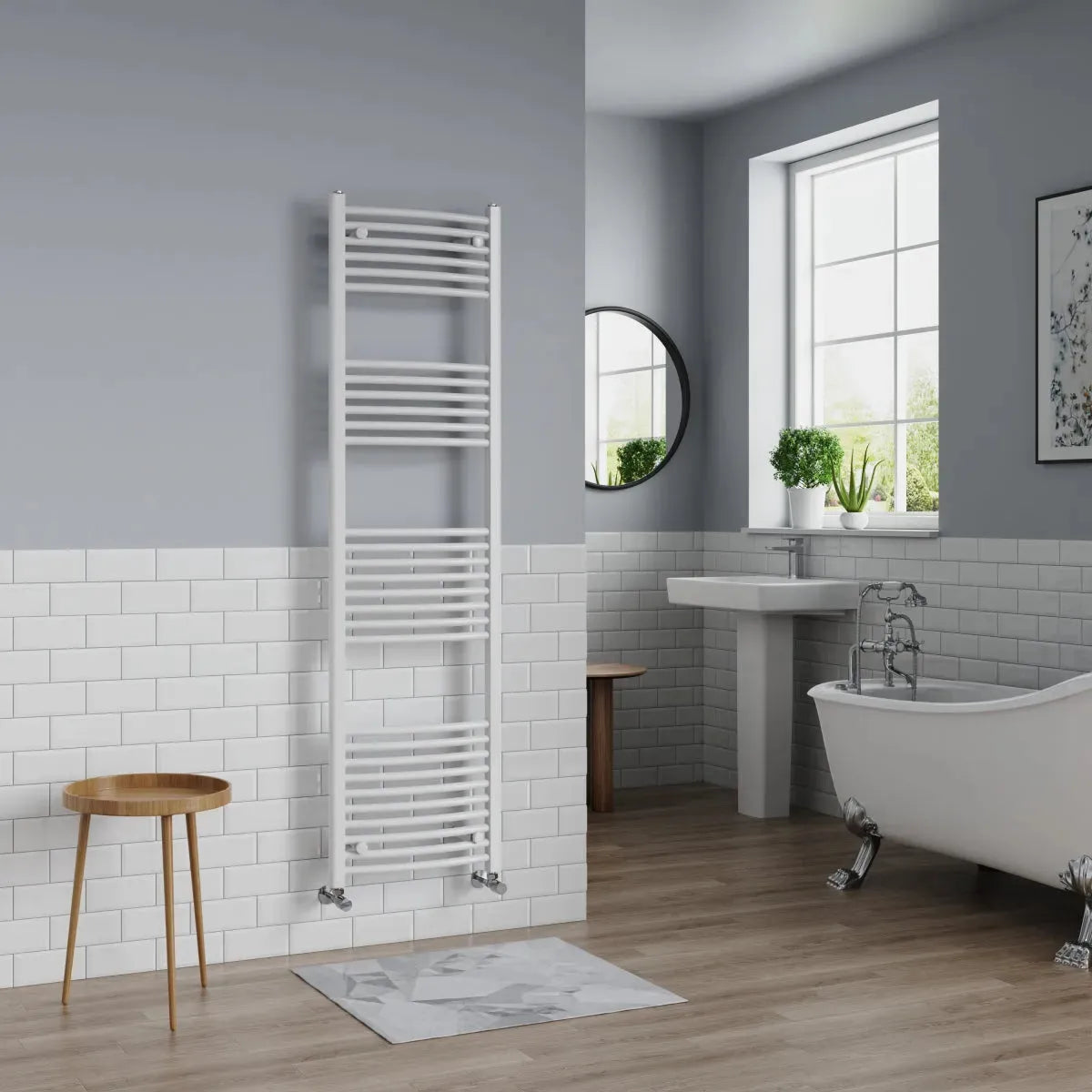 Gela - Curved heated towel rail white