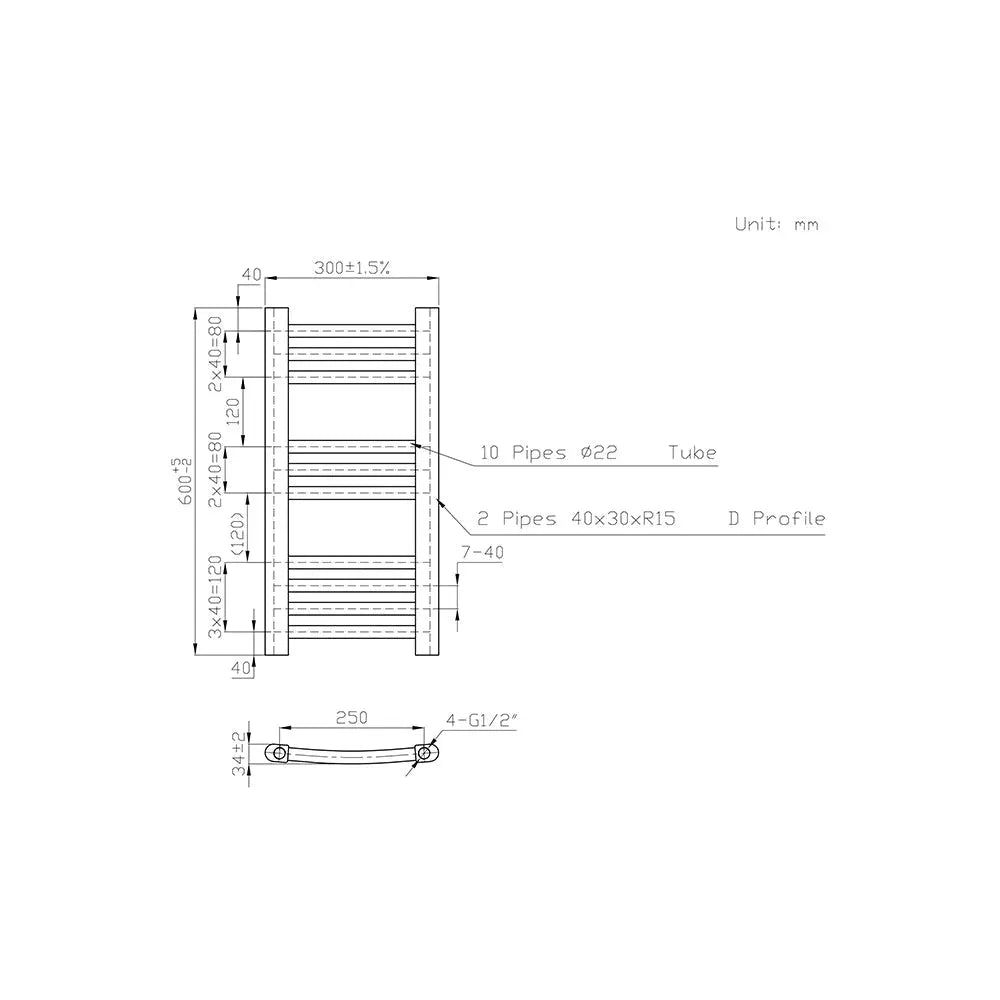 Gela - Curved heated towel rail white