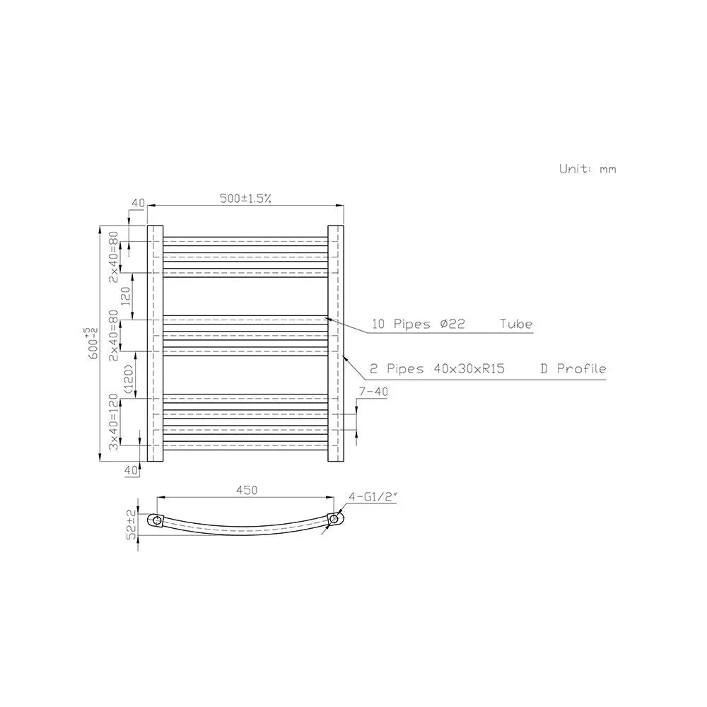 Gela - Curved heated towel rail white