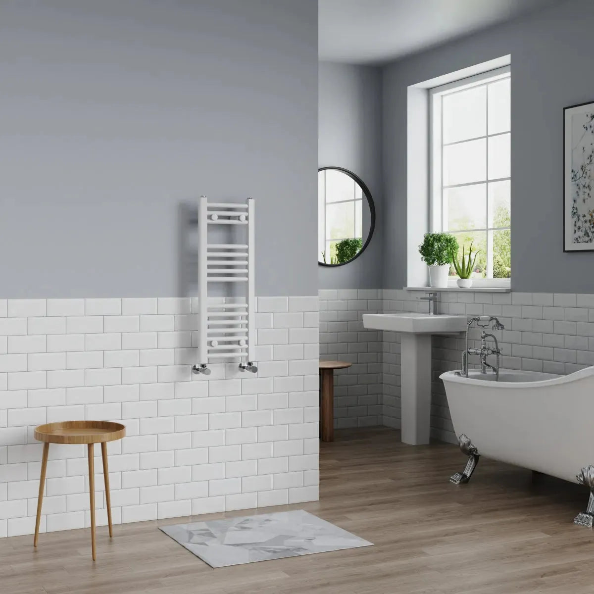 Gela - Curved heated towel rail white