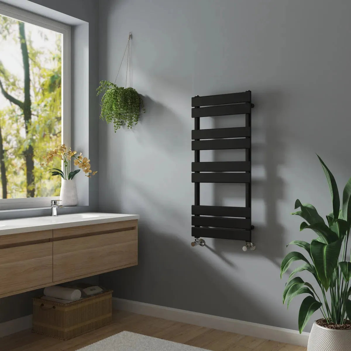 Rapallo - Flat panel heated towel rail black