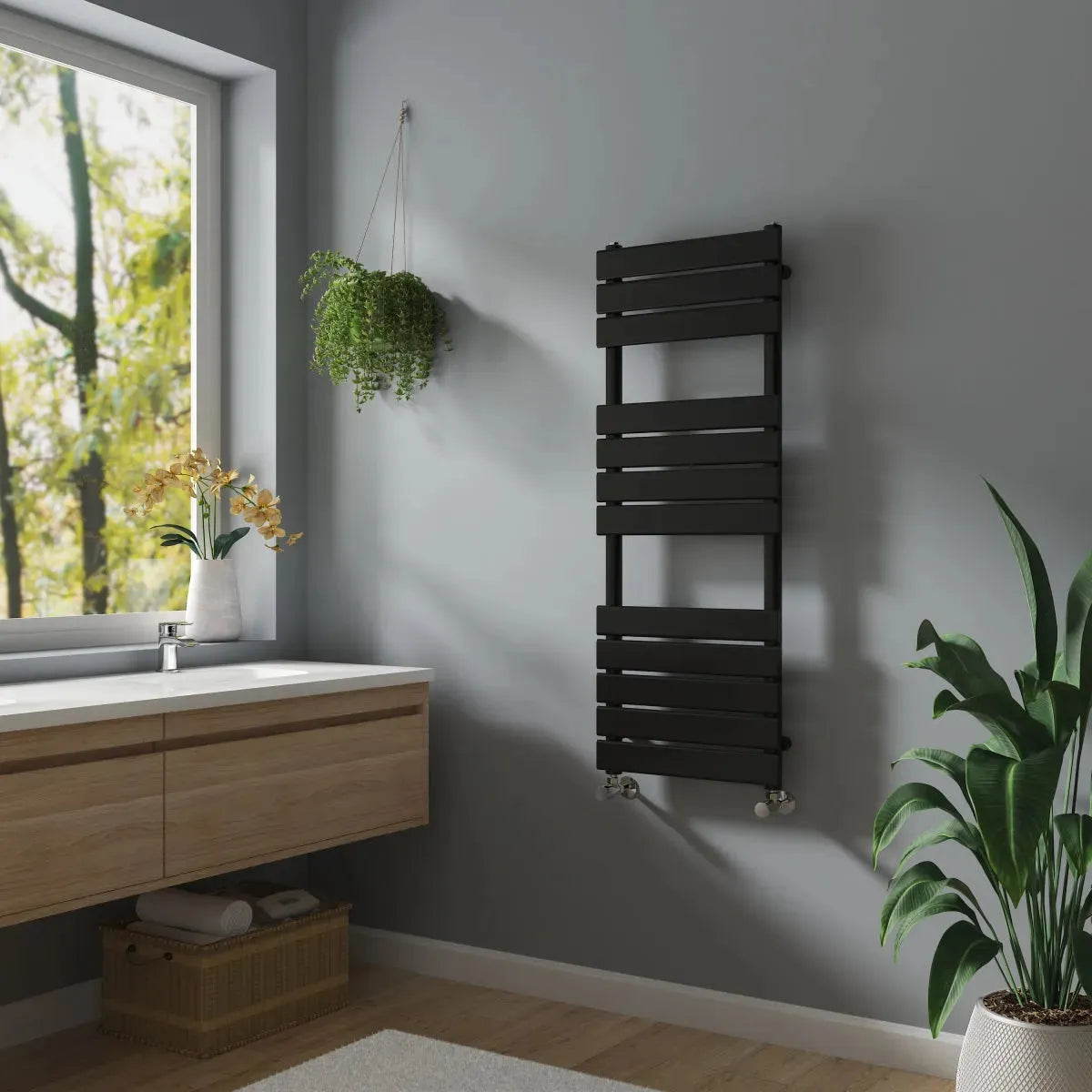 Rapallo - Flat panel heated towel rail black