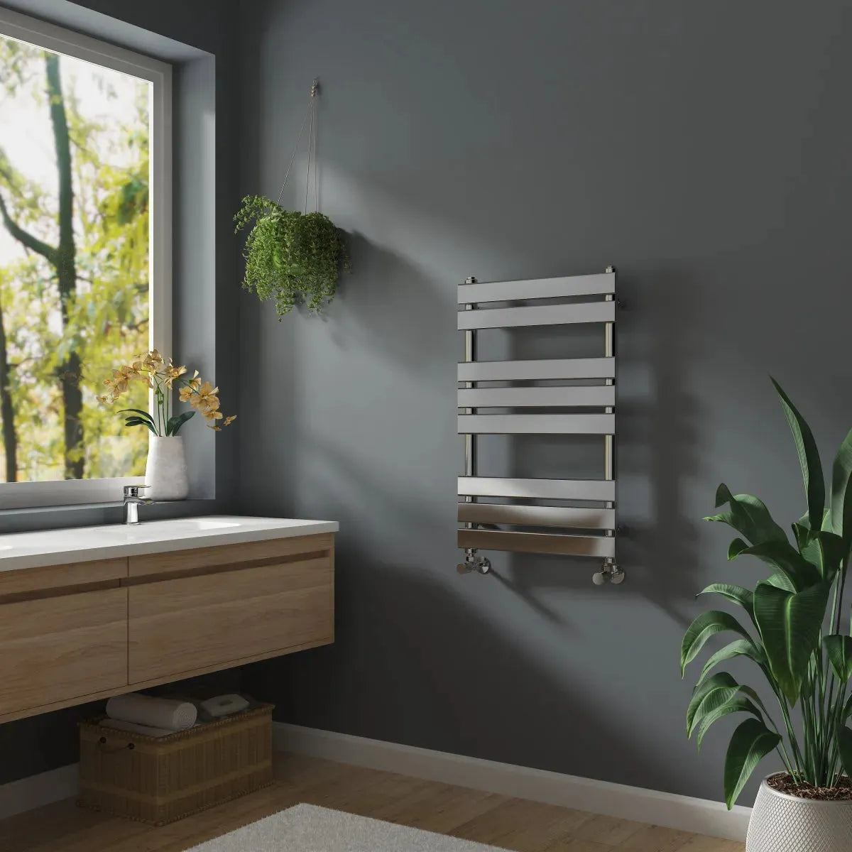 Rapallo - Flat panel heated towel rail chrome