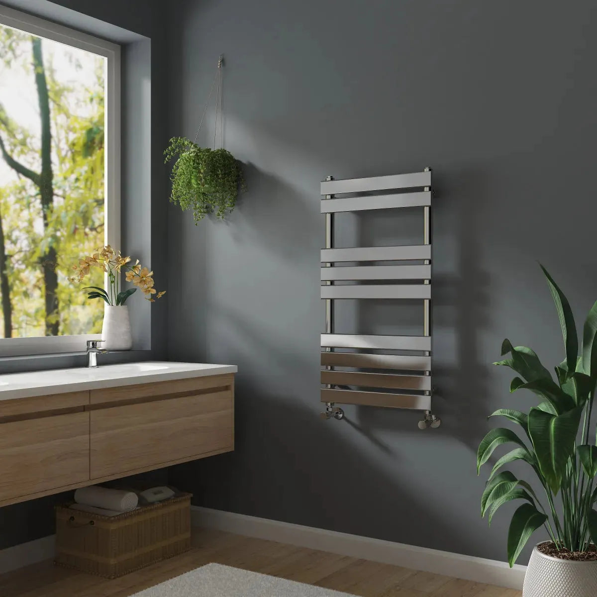 Rapallo - Flat panel heated towel rail chrome