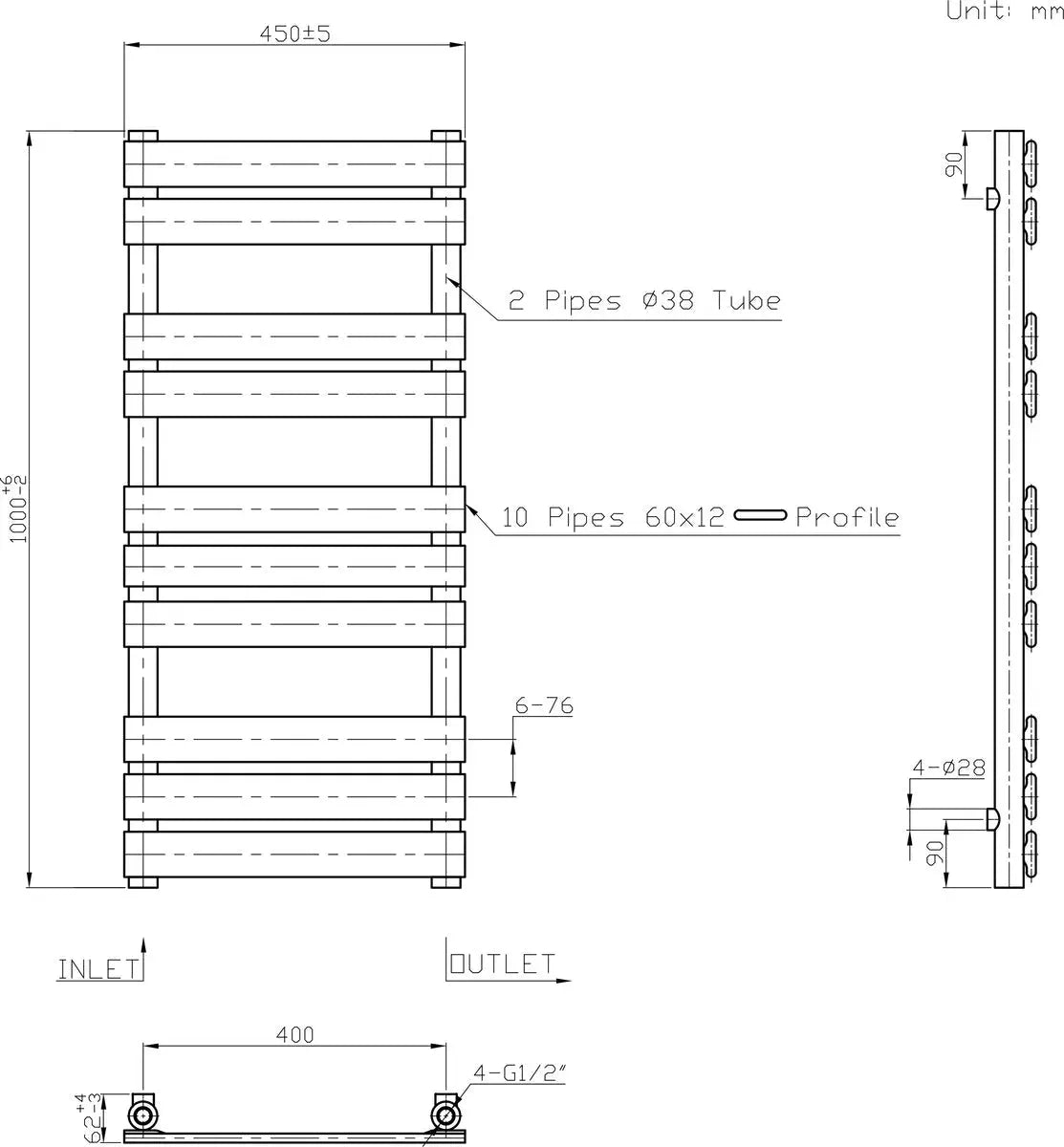 Rapallo - Flat panel heated towel rail chrome